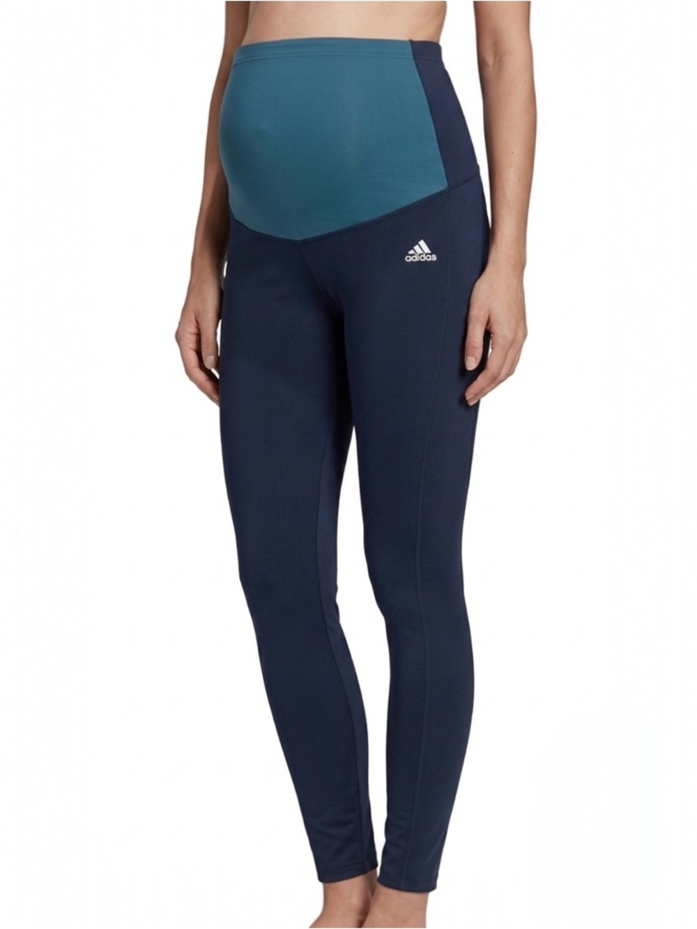 Adidas Maternity Leggings Over The Belly Aeroready Workout Pants Navy Blue Sz XL